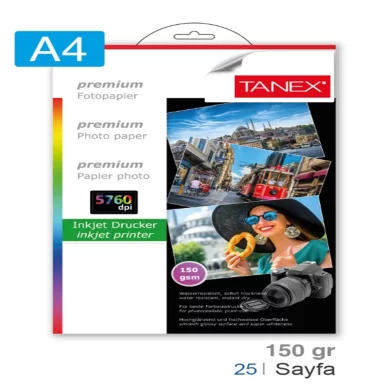 Hirtie foto TANEX A4, 150g/m2, 25 foi, lucioasa