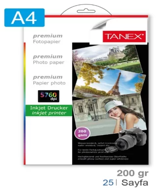 Hirtie foto TANEX A4, 200g/m2, 25 foi, lucioasa