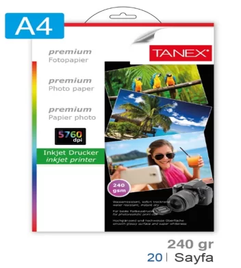 Hirtie foto TANEX A4, 240g/m2, 20 foi, lucioasa